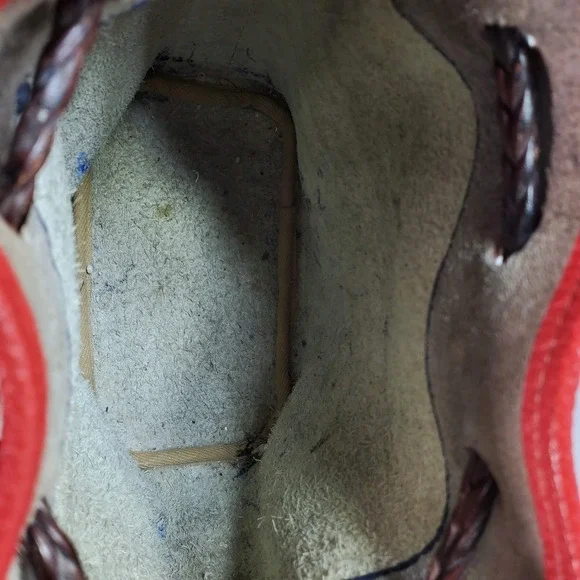 Vintage DOONEY & BOURKE White Blue Red Leather Teton Drawstring Bag Shoulder - Picture 2 of 9